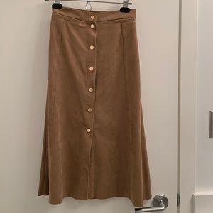 wilfred camel suede midi skirt - like new
